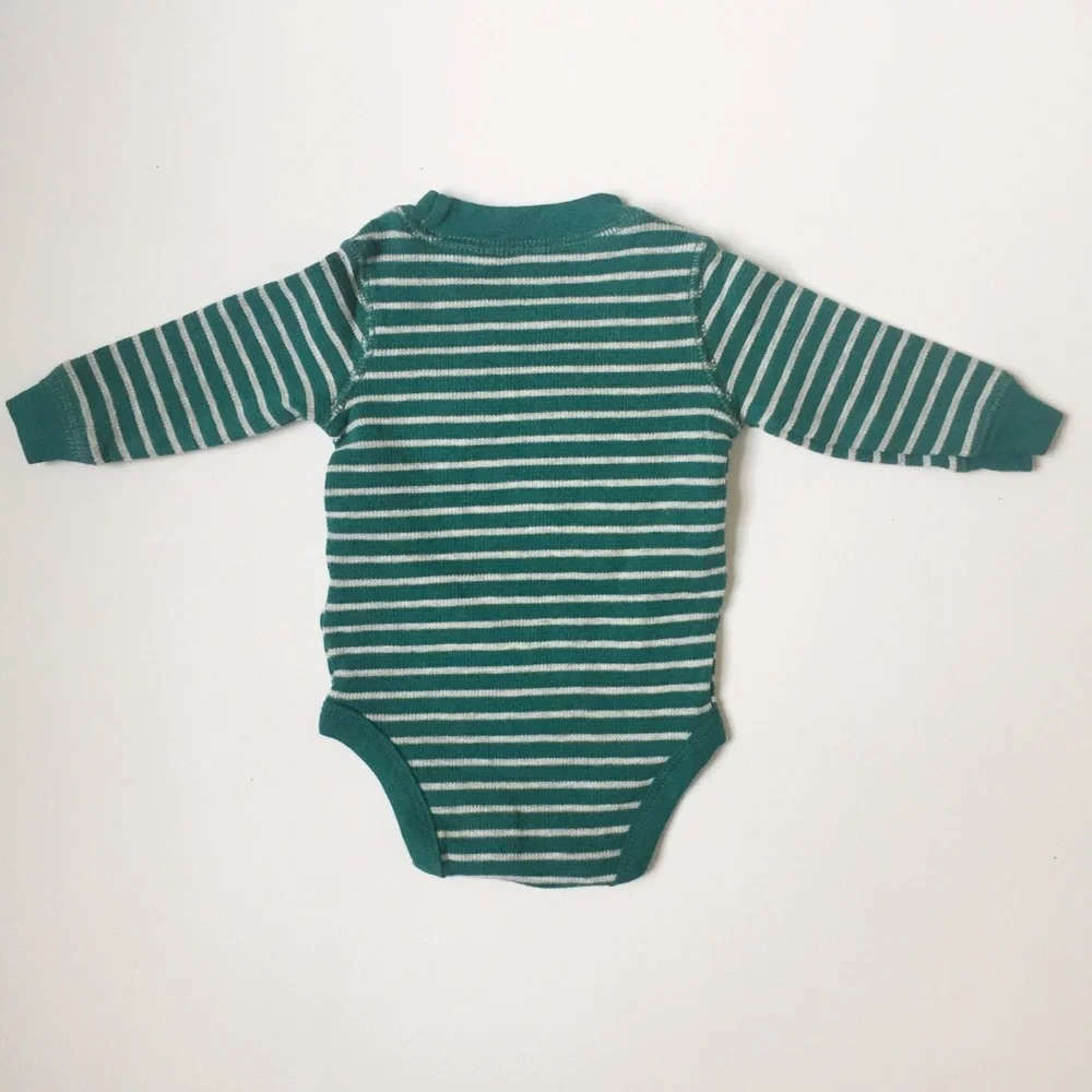 Carter’s Santa Dog Christmas Long Sleeve Striped Onesie